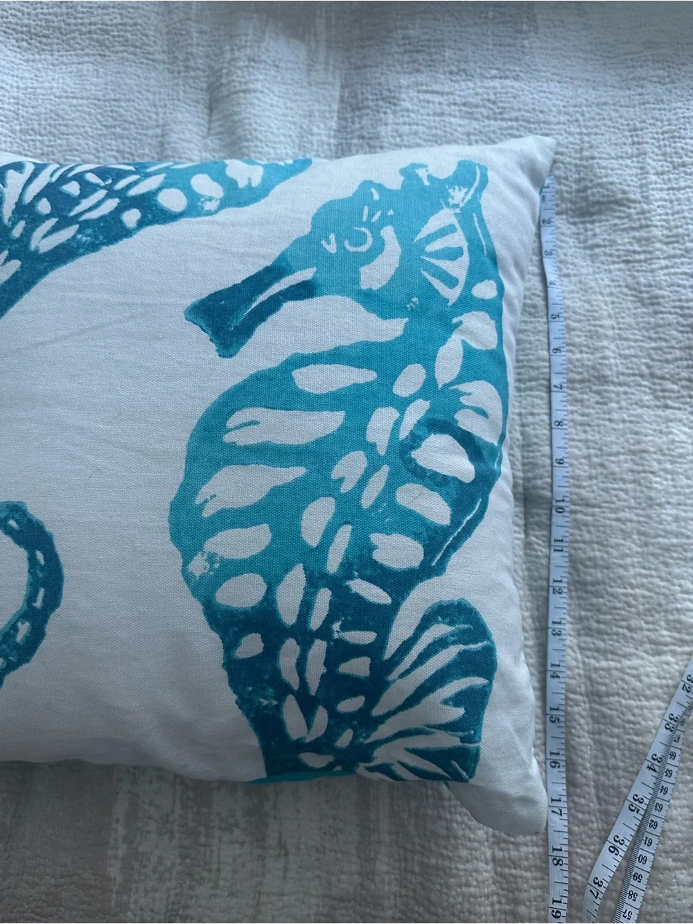 Coastal Seahorse Cotton Throw Pillow - Teal